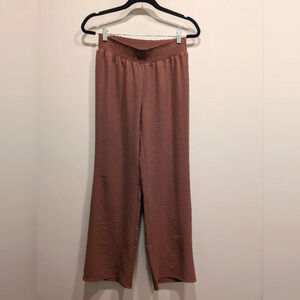 Pink Mauve Smocked Waist Straight Leg Pants Size Medium